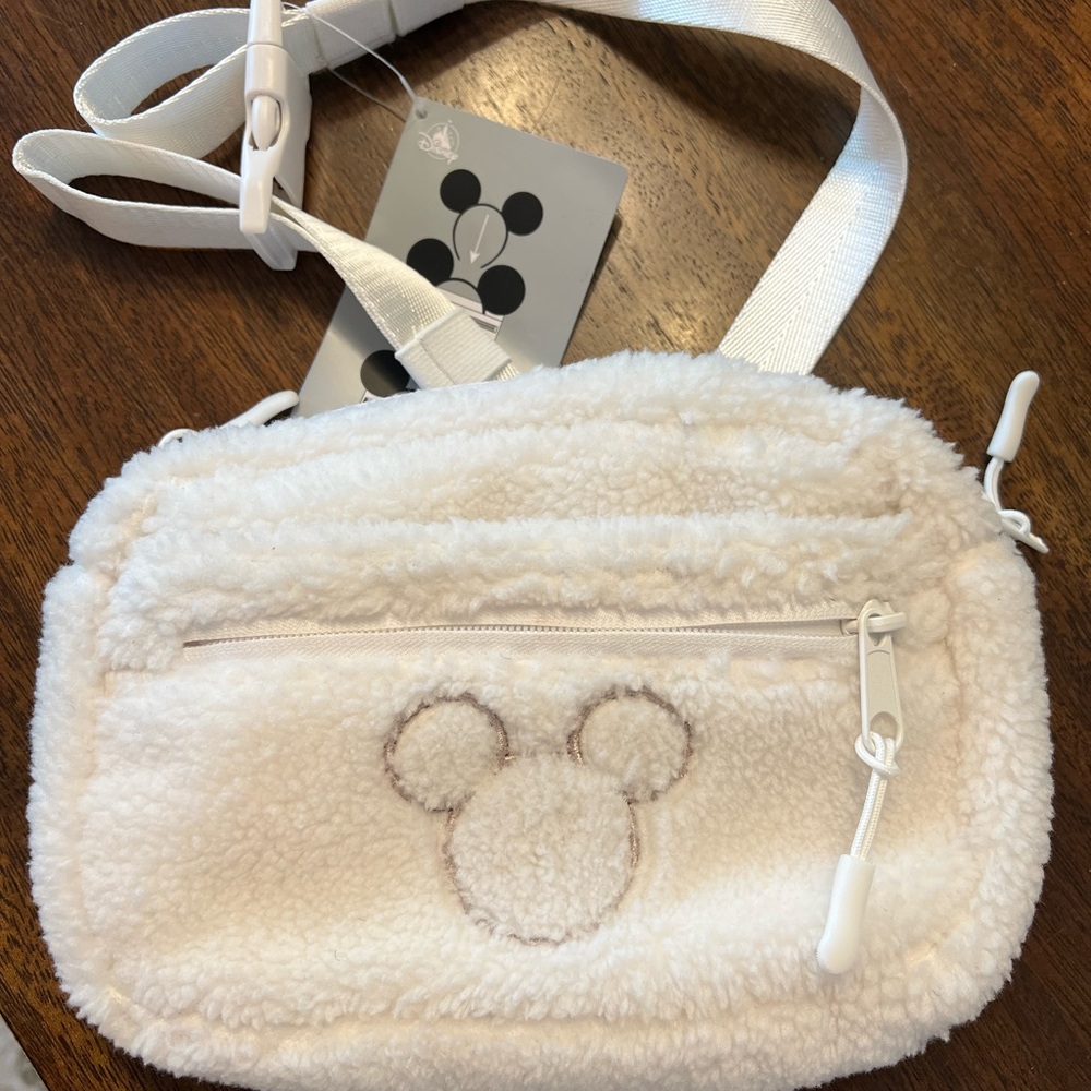 Adult White Fleece Crossbody Bag